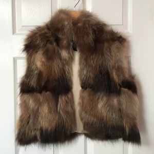 Adrienne Landau Cropped Raccoon Fur Vest